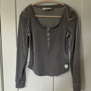 Juicy Couture Metallic Gray Long Sleeve Blouse